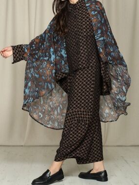 Kedem Sasson Japanese print pants with arched inlay